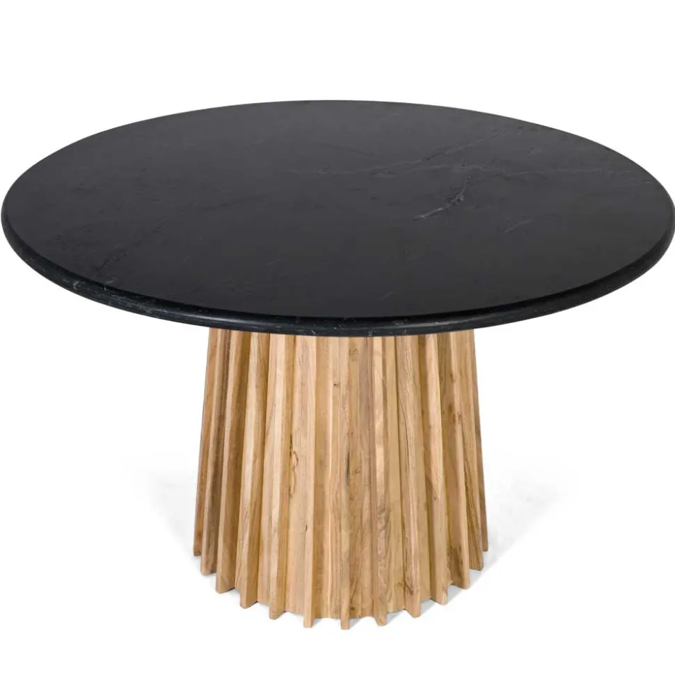Runder Tisch mit schwarzer Marmorplatte - Pietras