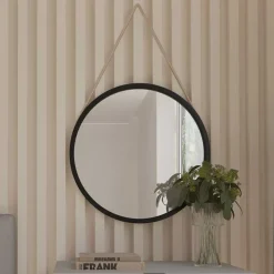 Runder Wandspiegel in Schwarz Metallrahmen - Gambrass