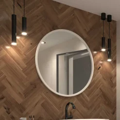 Runder Wandspiegel mit weißem Metallrahmen - Tanko