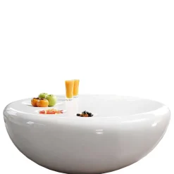 Runder Wohnzimmer Designtisch in Weiß glänzend - Profi