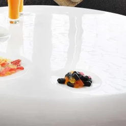 Runder Wohnzimmer Designtisch in Weiß glänzend - Profi