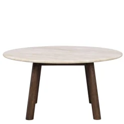 Runder Wohnzimmertisch aus Travertin Stein Beige - Cheyenne