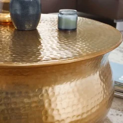 Runder Wohnzimmertisch in Goldfarben - Jusip