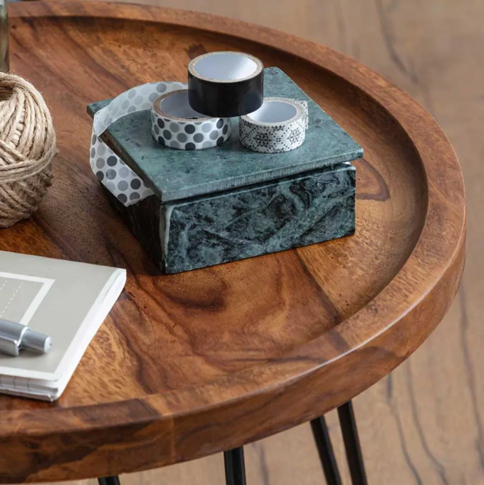 Runder Wohnzimmertisch mit Haarnadel Beinen - Venjar