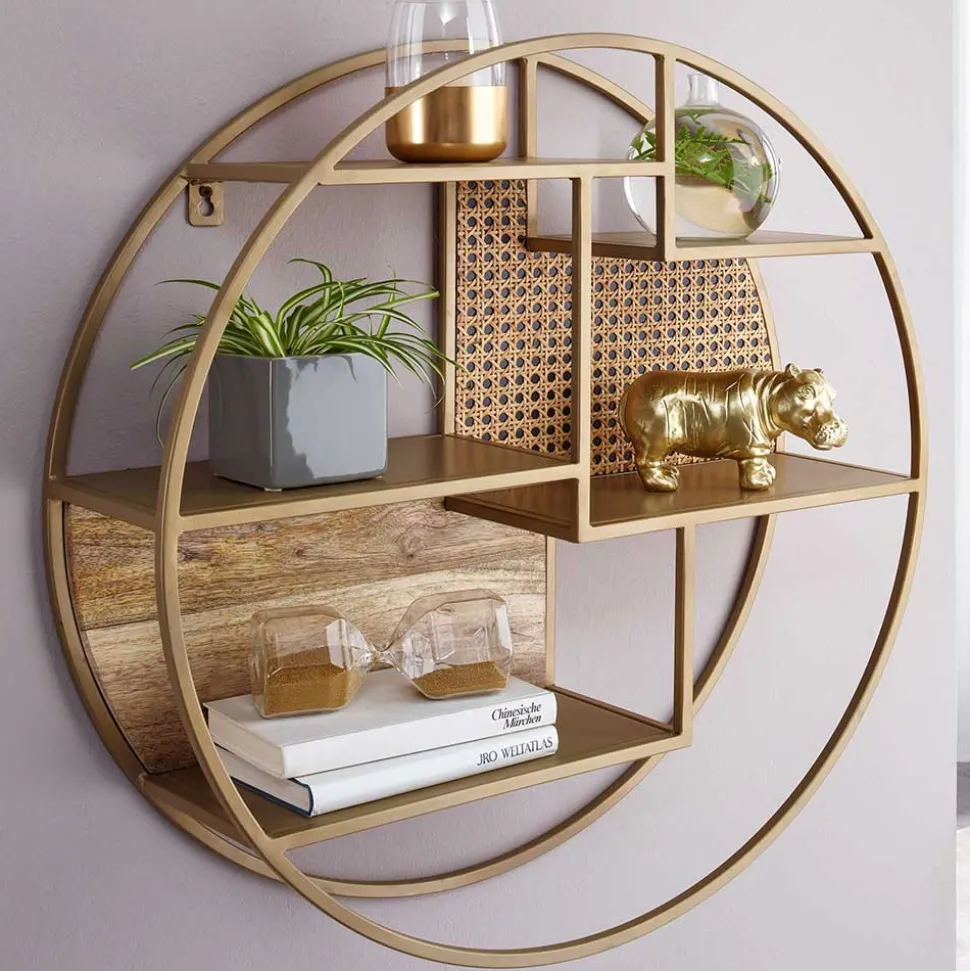 Rundes Hängeregal in Messing aus Metall - Perunia