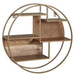 Rundes Hängeregal in Messing aus Metall - Perunia