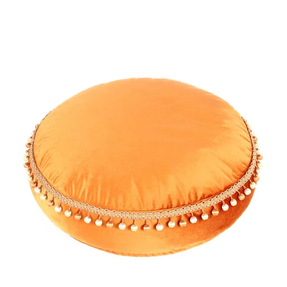 Rundes Samt Bodenkissen in Bronze - Ashela