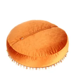 Rundes Samt Bodenkissen in Bronze - Ashela