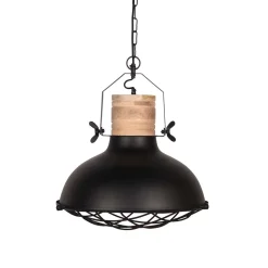 Rustikale Hängelampe in Schwarz & Natur Mango - Veronica