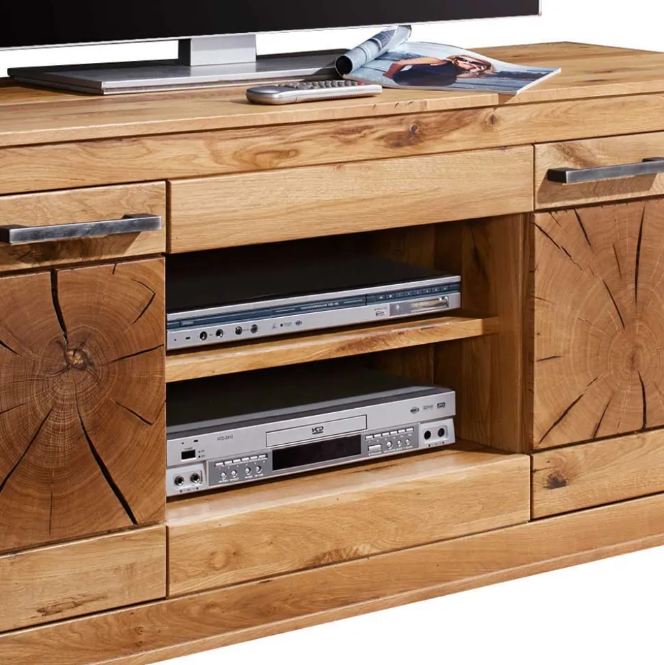 Rustikale Schrankwand Troncon aus Wildeiche (vierteilig)