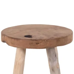 Rustikaler Holzhocker aus Teak Massivholz - Isabelona