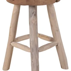 Rustikaler Holzhocker aus Teak Massivholz - Isabelona