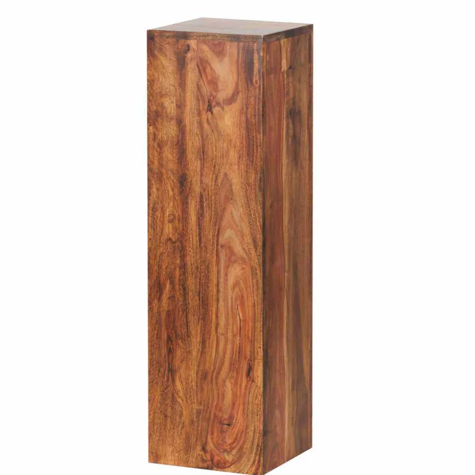 Rustikales Holz Pflanzensäulen Set Hoslo aus Sheesham massiv (dreiteilig)