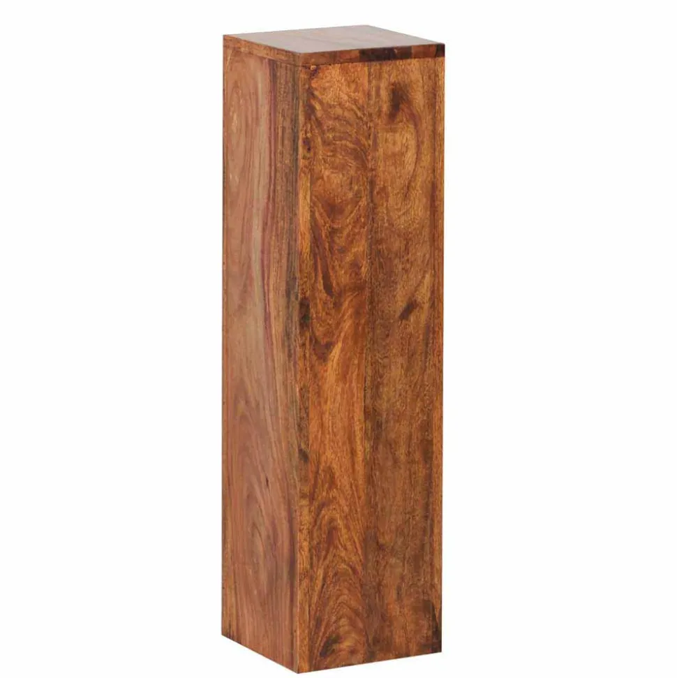 Rustikales Holz Pflanzensäulen Set Hoslo aus Sheesham massiv (dreiteilig)