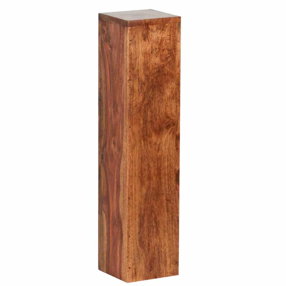 Rustikales Holz Pflanzensäulen Set Hoslo aus Sheesham massiv (dreiteilig)