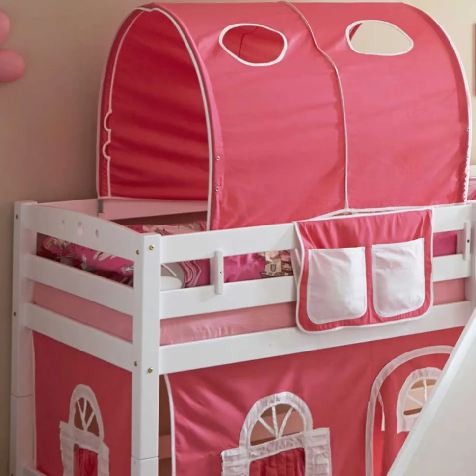 Rutsche Buchenholz Hochbett in Weiß - Leontine