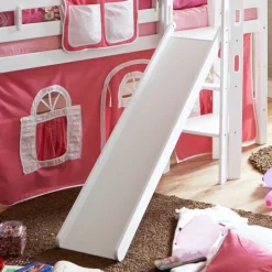 Rutsche Buchenholz Hochbett in Weiß - Leontine