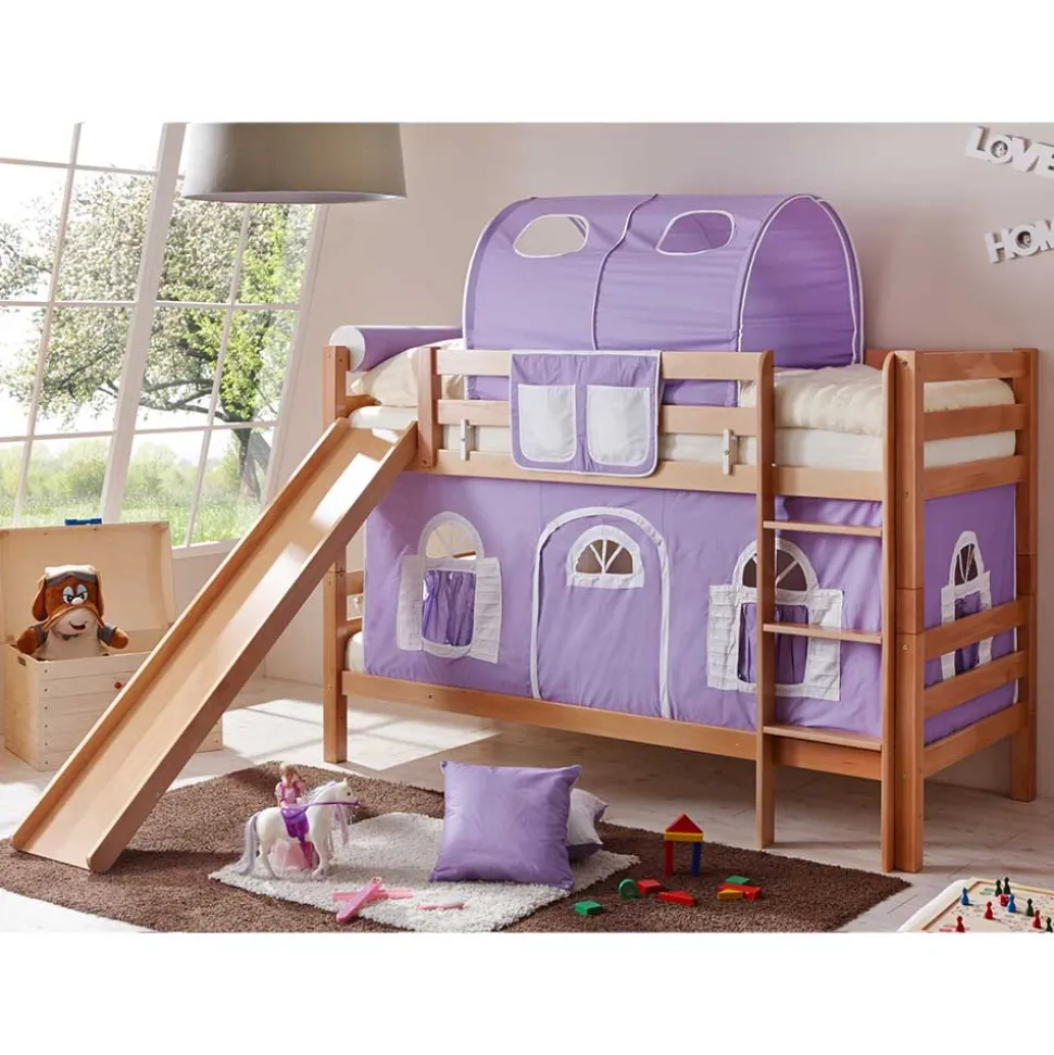 Rutsche Doppelstockbett aus Buche Natur - Hamjon