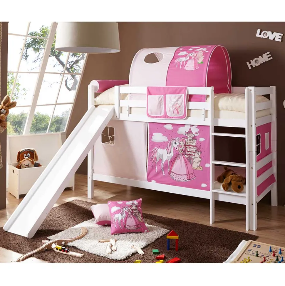 Rutsche Etagenbett für Mädchen in Weiß - Trevora