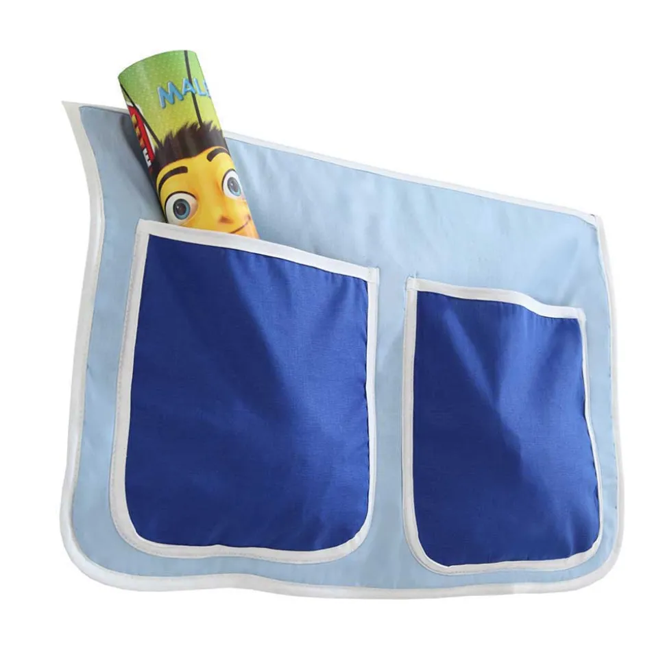 Rutsche Etagenbett mit Piraten Stoff Blau - Maryland