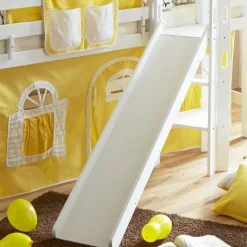 Rutsche Hochbett aus weißem Holz Buche - Yana