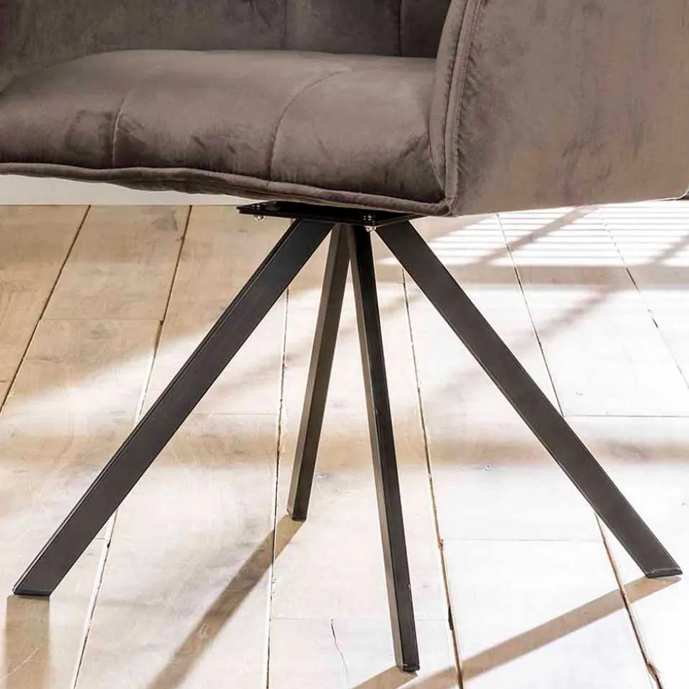 Samt Armlehnenstuhl in Anthrazit - Welinda (2er Set)