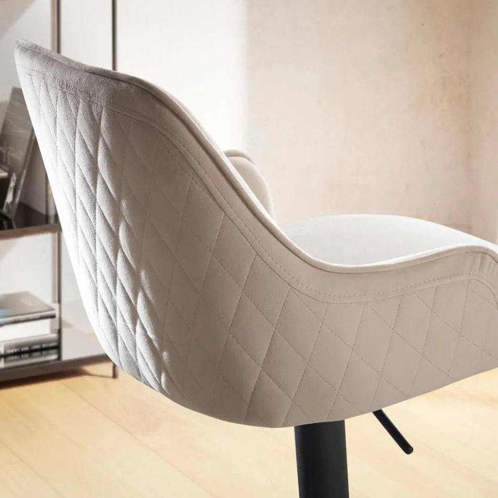 Samt Barstuhl in Beige - Heats
