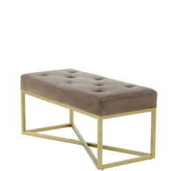 Samt Bettbank in Taupe mit Gold - Davork