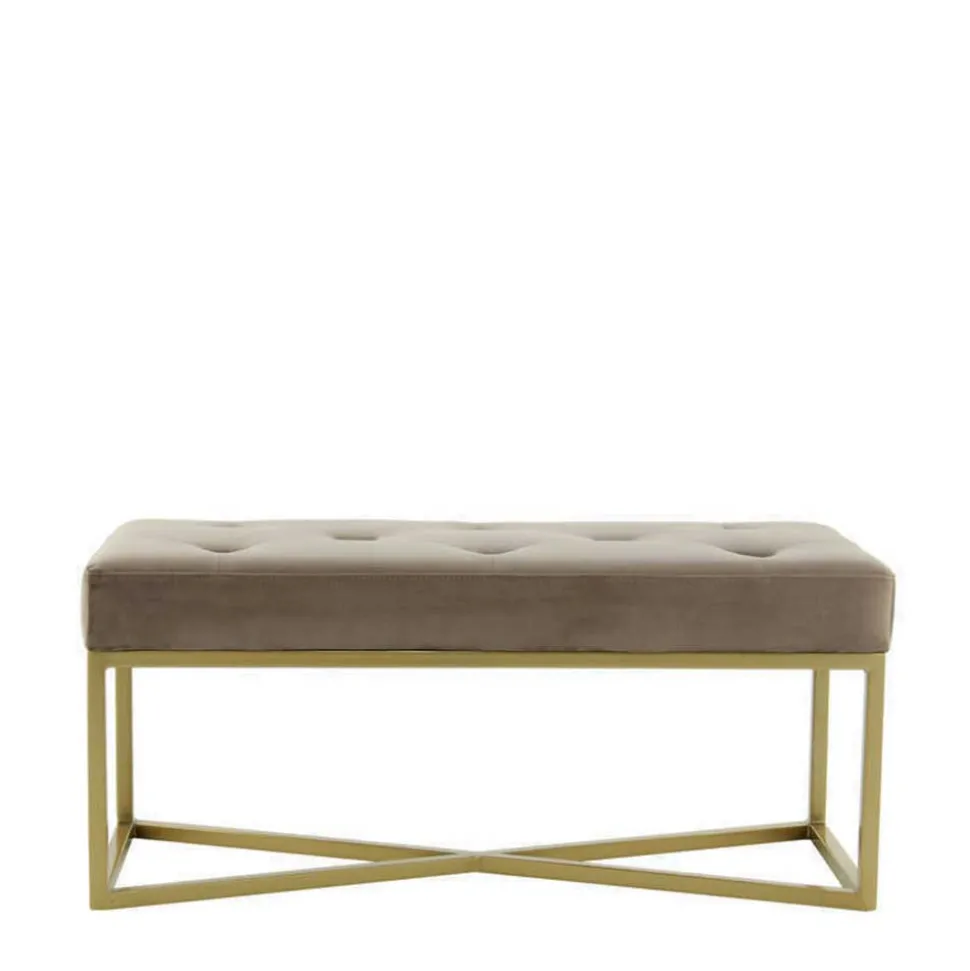 Samt Bettbank in Taupe mit Gold - Davork