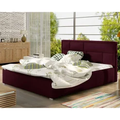 Samt Doppelbett in Bordeaux Rot - Lelolenilia