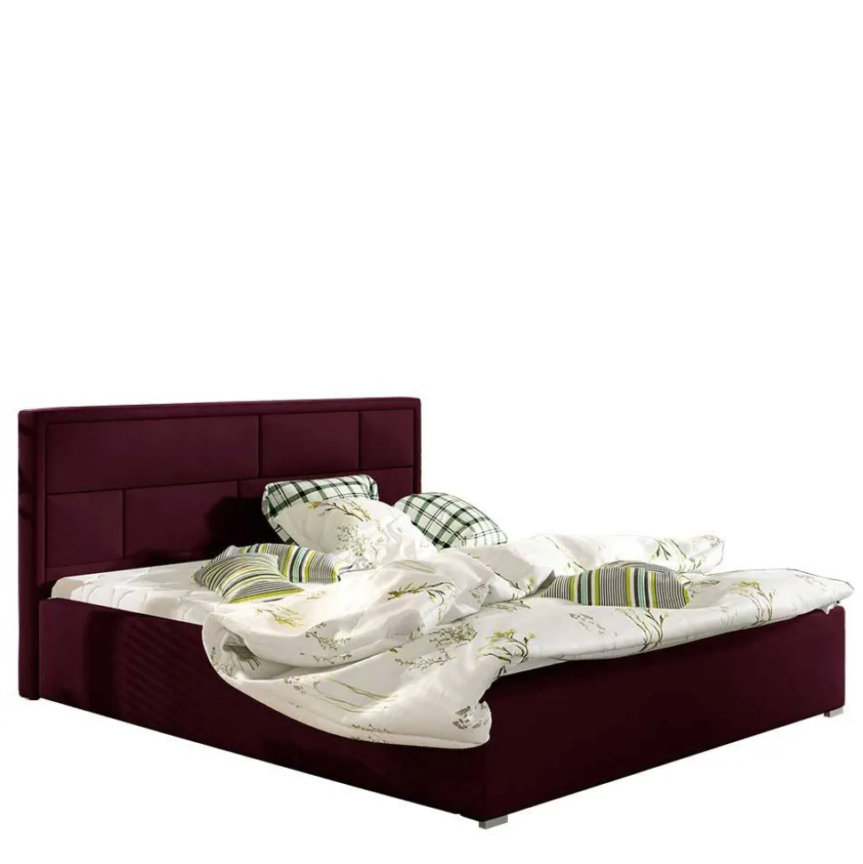 Samt Doppelbett in Bordeaux Rot - Lelolenilia