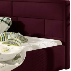 Samt Doppelbett in Bordeaux Rot - Lelolenilia