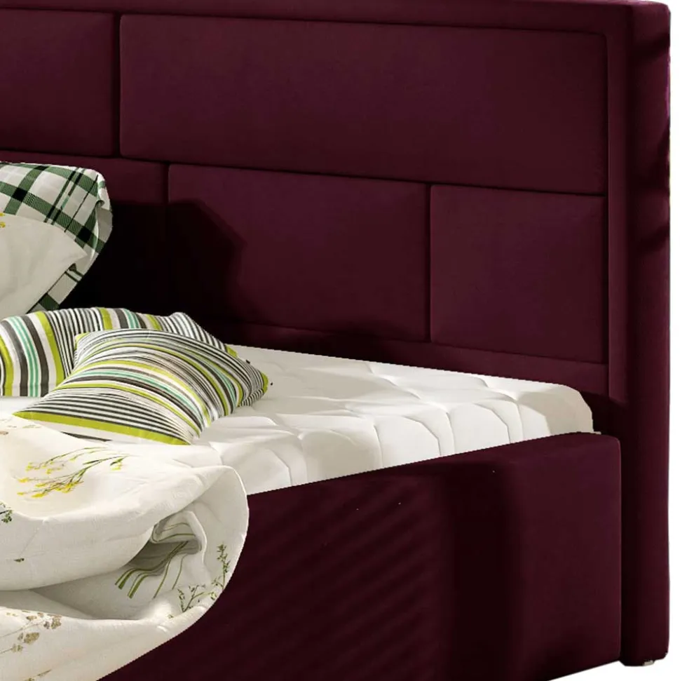 Samt Doppelbett in Bordeaux Rot - Lelolenilia