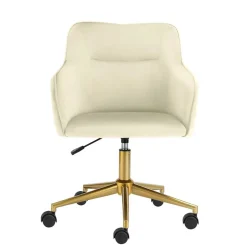 Samt Drehstuhl in Weiß mit Gold - Abetzia