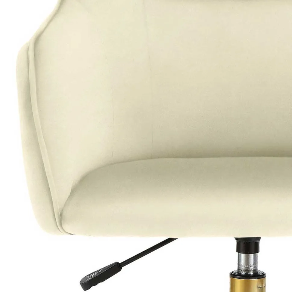 Samt Drehstuhl in Weiß mit Gold - Abetzia