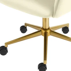 Samt Drehstuhl in Weiß mit Gold - Abetzia