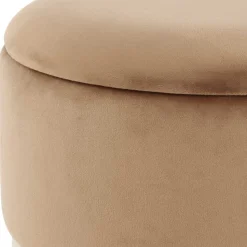 Samt Hocker Set in Hellbraun & Braun - Valerana (zweiteilig)