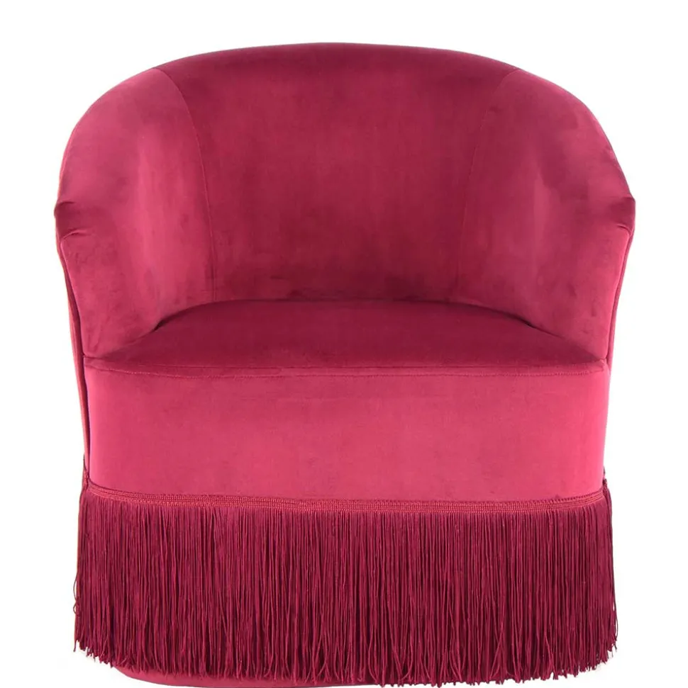 Samt Kindersessel in Pink mit Fransen - Lagada
