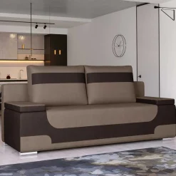 Samt Klappsofa in Hellbraun und Dunkelbraun - Beau