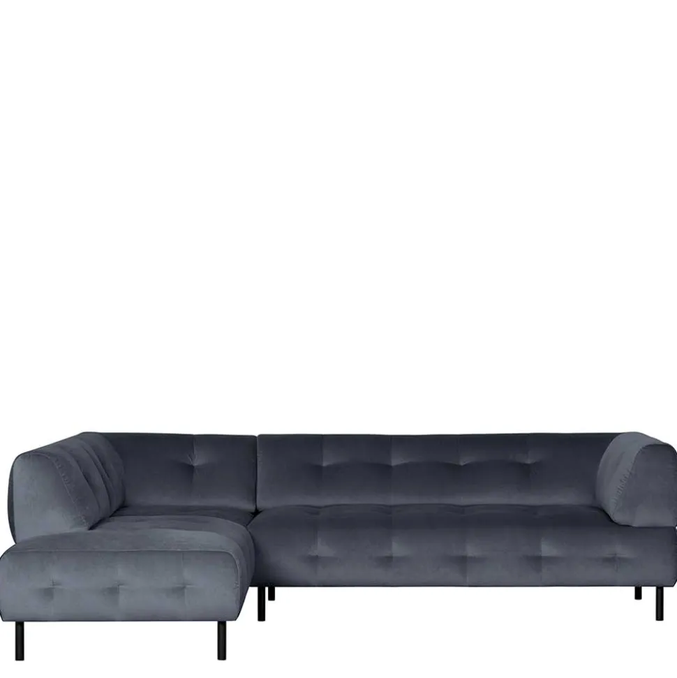 Samt L-Sofa in Dunkelgrau - Roccoss