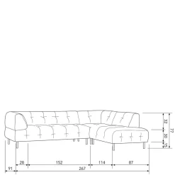Samt L-Sofa in Dunkelgrau - Roccoss