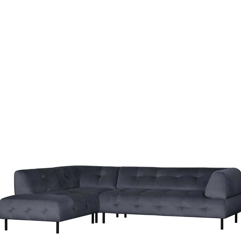 Samt L-Sofa in Dunkelgrau - Roccoss