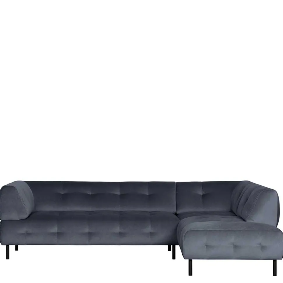 Samt L-Sofa in Dunkelgrau - Roccoss