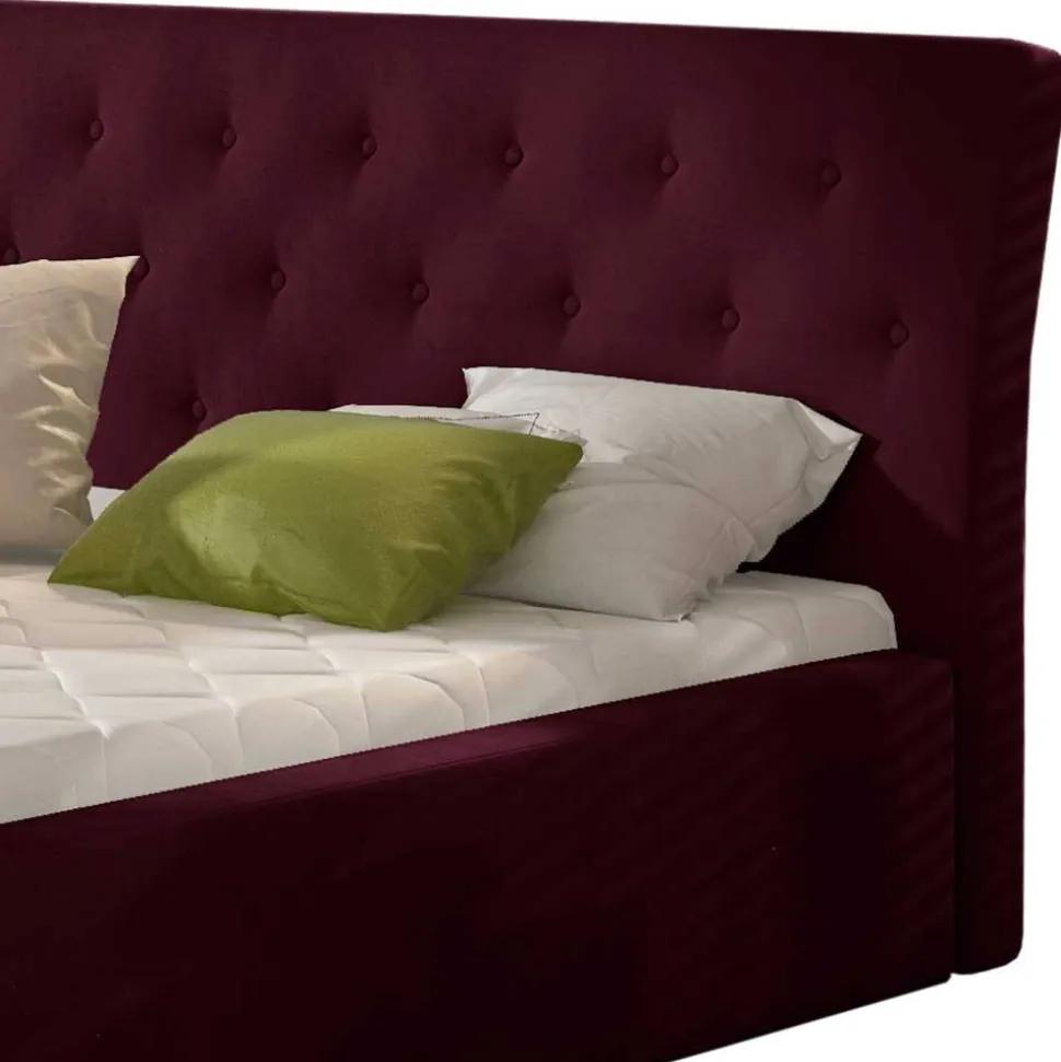 Samt Polsterbett in Bordeaux Rot - Ugian