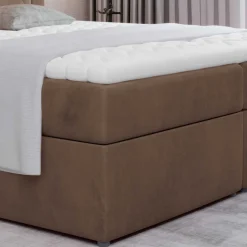 Samt Polsterbett in Hellbraun - Sitra