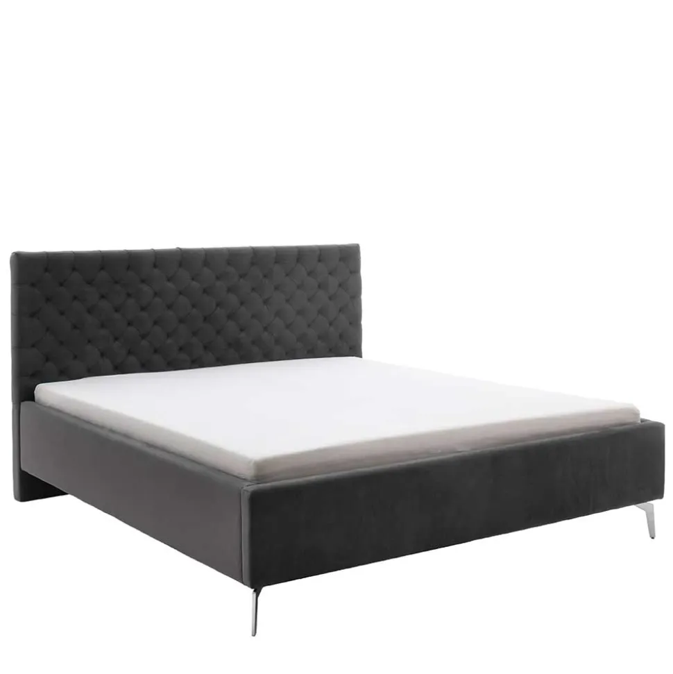 Samt Polsterbett mit Chesterfield Kopfteil - Badehma