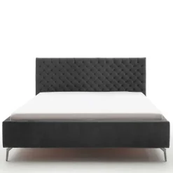 Samt Polsterbett mit Chesterfield Kopfteil - Badehma