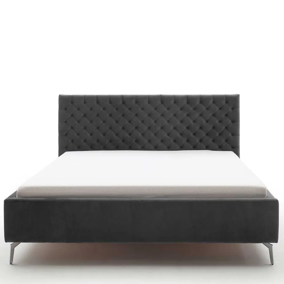 Samt Polsterbett mit Chesterfield Kopfteil - Badehma