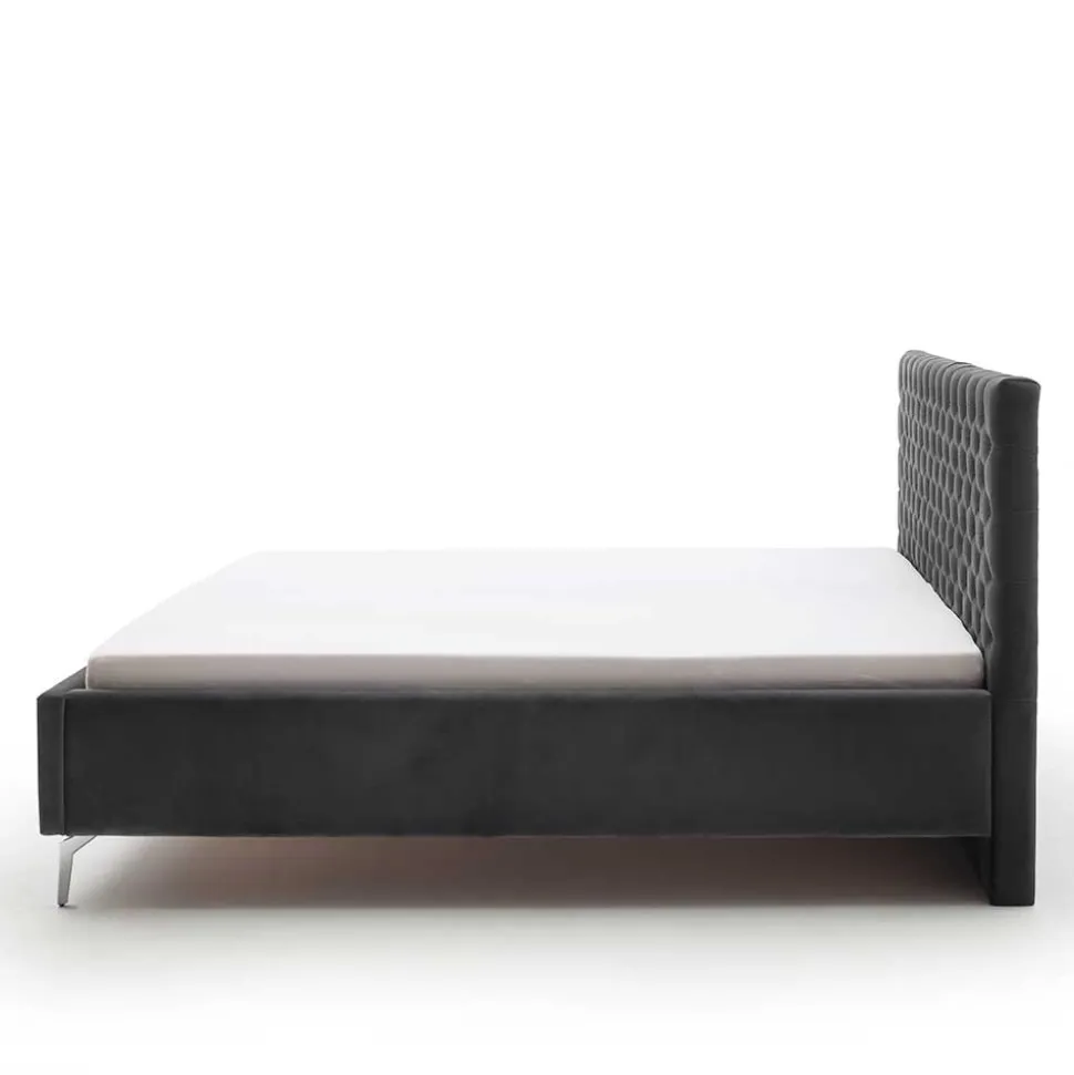 Samt Polsterbett mit Chesterfield Kopfteil - Badehma