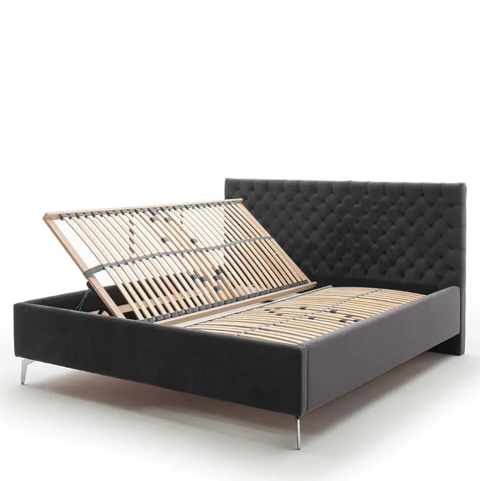 Samt Polsterbett mit Chesterfield Kopfteil - Badehma